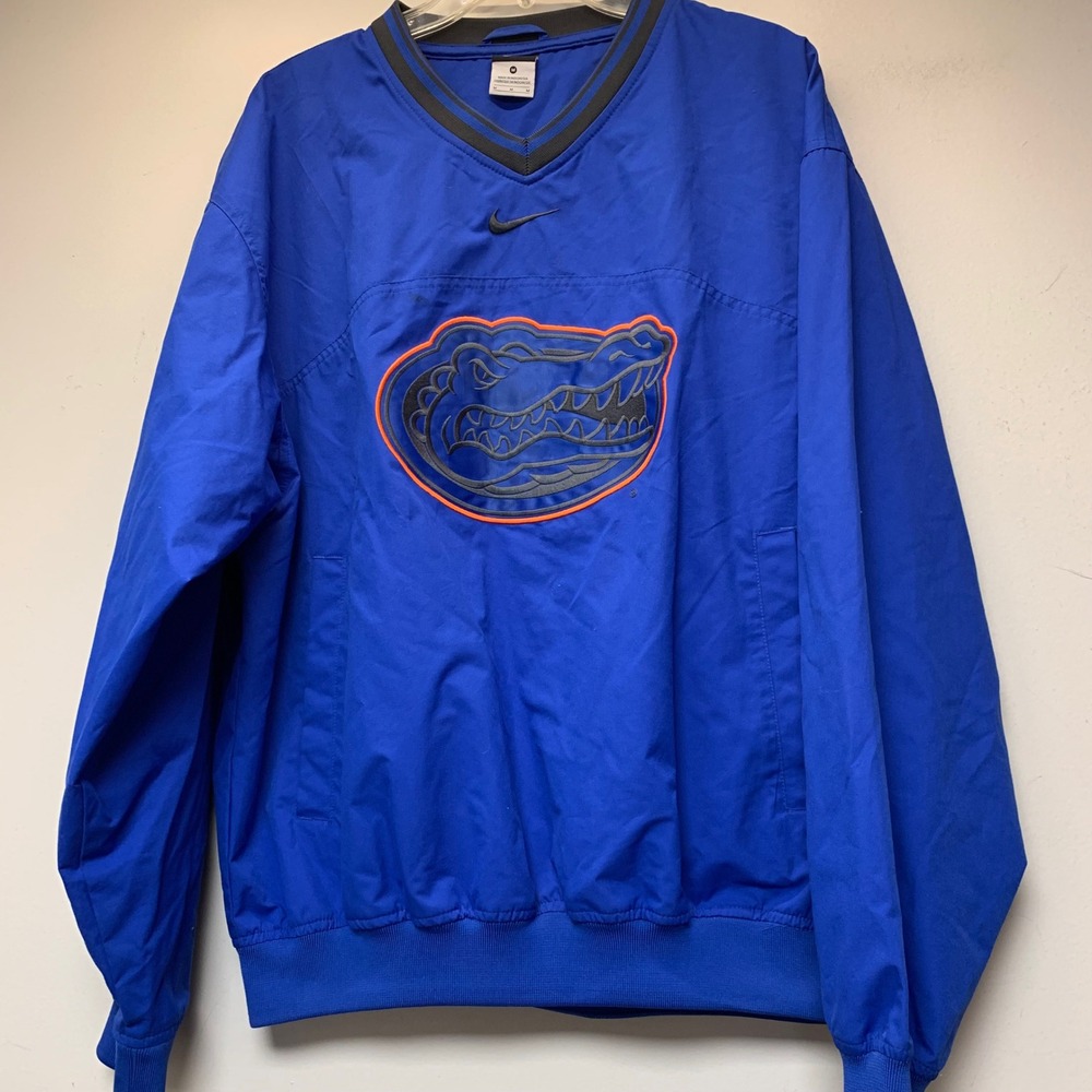 Nike Florida Gators Windshirt Mens Medium Blue Excellent V-Neck Pullover Jacket